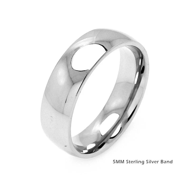 High Polished 925 Sterling Silver Plain Wedding Band Round Ring 5MM
