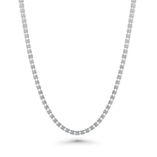 925 Sterling Silver Ice 4 Sided Diamond Cut 4mm Chain or Bracelet