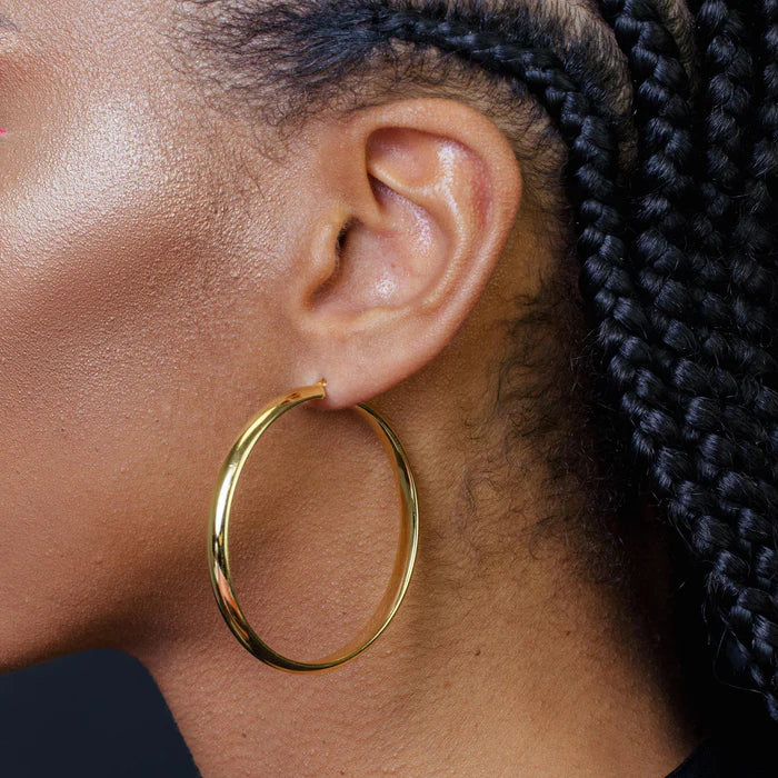 Gold Plated 925 Sterling Silver Electroforming Rounded 5mm Hoop Earring