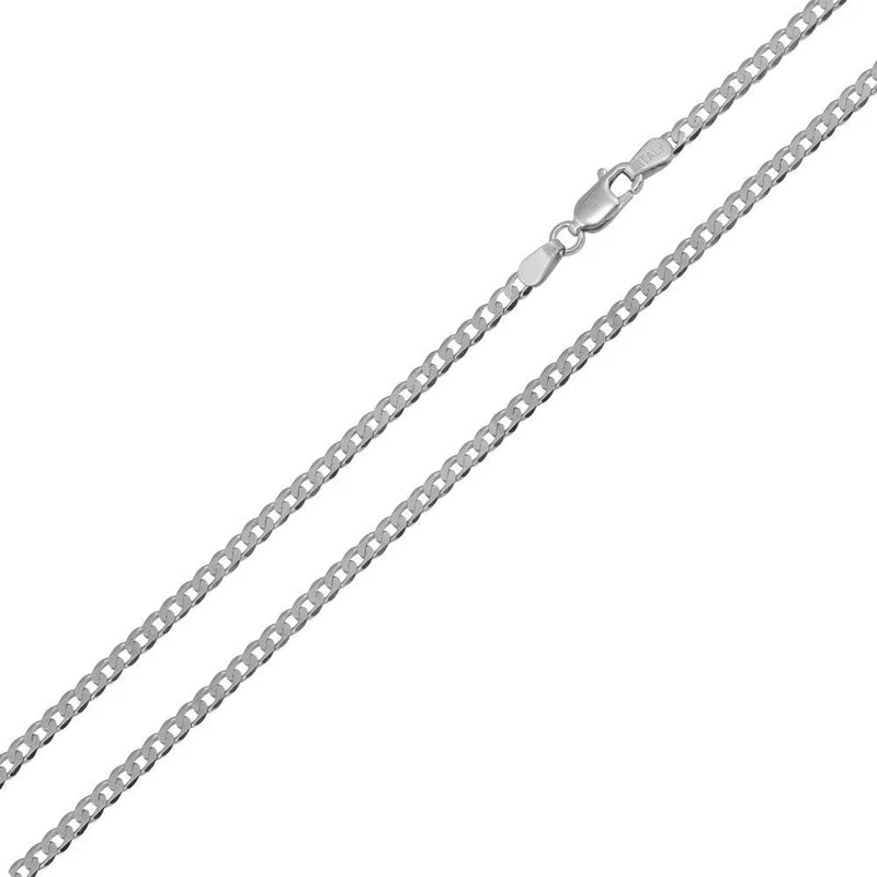 925 Sterling Silver Rhodium Plated Super Flat Curb Chain Necklace – 1.5mm – Made in Italy