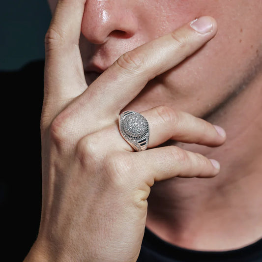 Rhodium Plated 925 Sterling Silver Men's Crown Ring