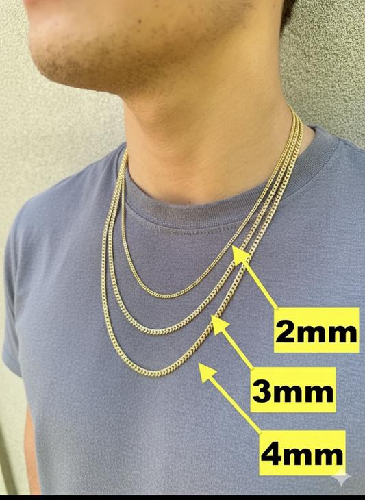 Miami Cuban Link Chain Necklace Lobster Clasp - Yellow Gold Vermeil 925 Sterling Silver - 16"-30" - 2mm-12mm