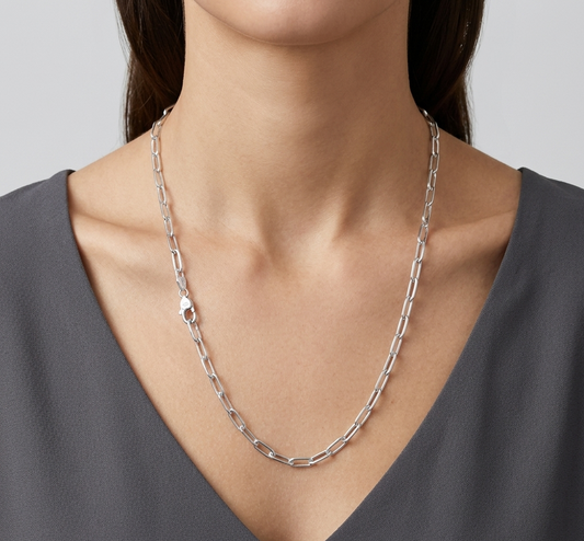 925 Sterling Silver Diamond Cut Paperclip Link 5mm Chain