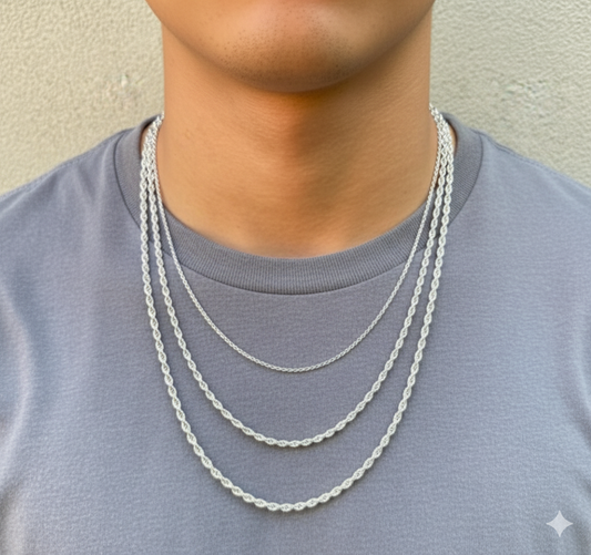 Twisted Rope Chain Necklace or Bracelet – Rhodium Plated 925 Sterling Silver – 1mm–6mm – 8"–30" – Made in Italy