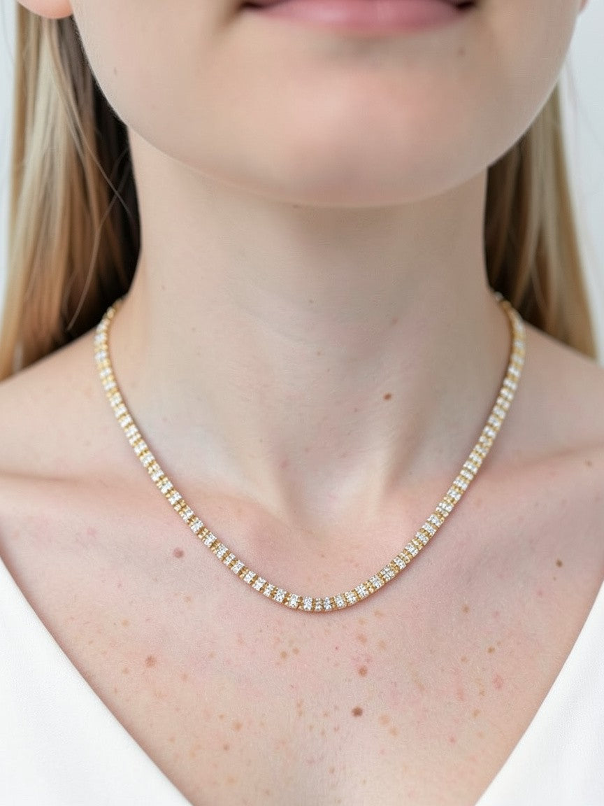 Gold Plated 925 Sterling Silver Ice 4 Sided Diamond Cut 4mm Chain or Bracelet