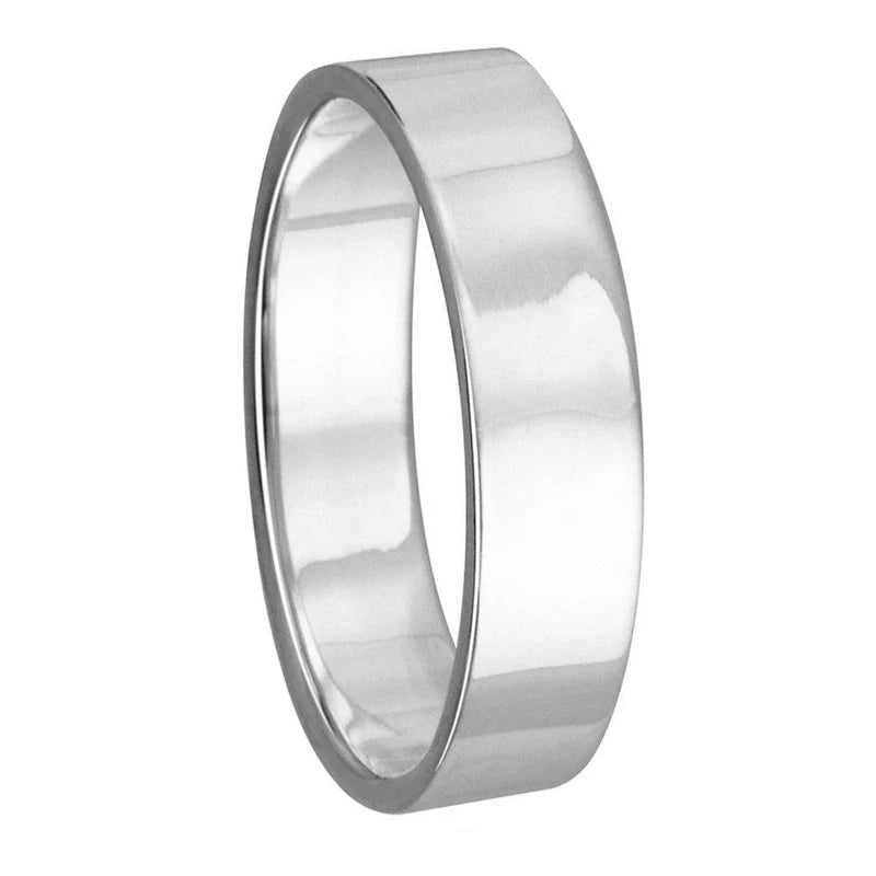 High Polished 925 Sterling Silver Plain Wedding Band Flat Ring 2MM
