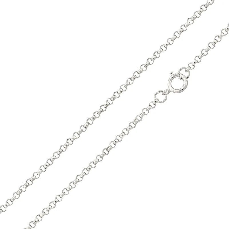 Rhodium Plated 925 Sterling Silver Rolo Chain Necklace – 1.35mm Made in Italy