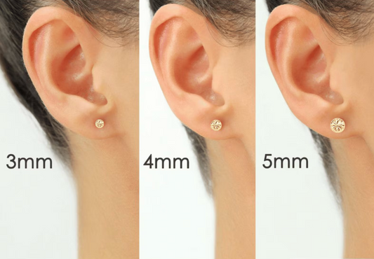 14 Karat Yellow Gold Diamond Cut Half Ball Screw Back Stud Earring