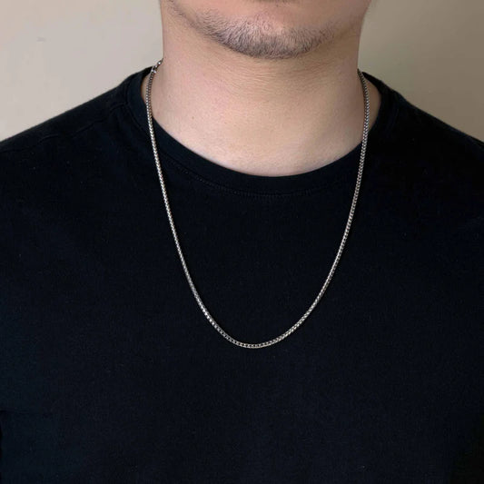Rhodium Plated 925 Sterling Silver Franco Chain 3mm Made in Italy