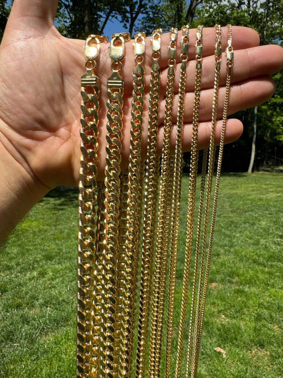 Miami Cuban Link Chain Necklace Lobster Clasp - Yellow Gold Vermeil 925 Sterling Silver - 16"-30" - 2mm-12mm