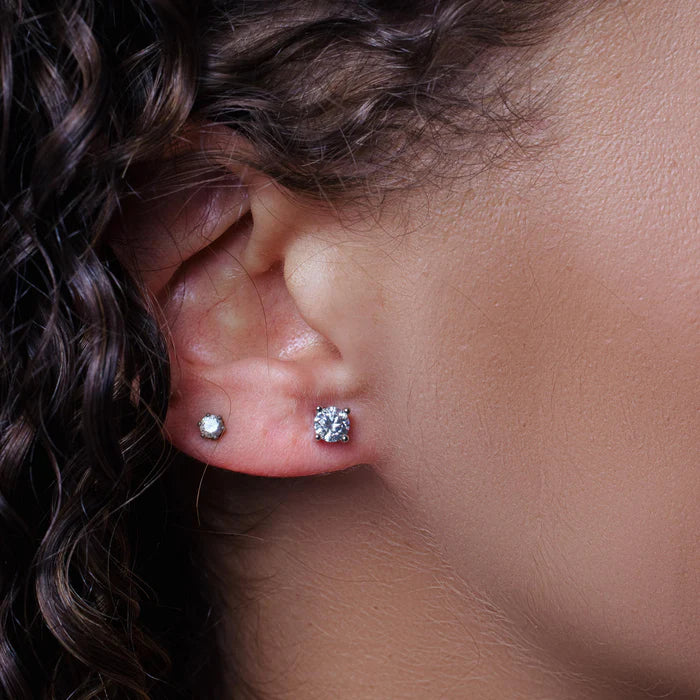 925 Sterling Silver Moissanite 5mm Round Push Back Earring