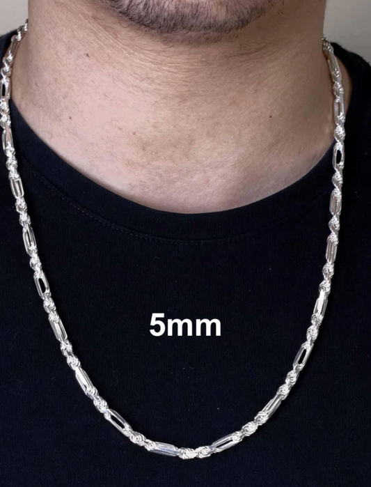 925 Sterling Silver FigaRope Milano Chain Necklace or Bracelet – 5mm–9mm – Made in Italy