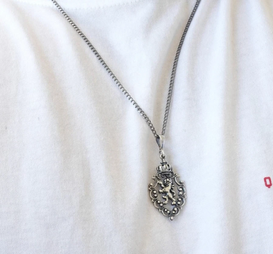Sterling Silver Lion Pendant-Rope chain 18" Leo Lion Necklace,zodiac
