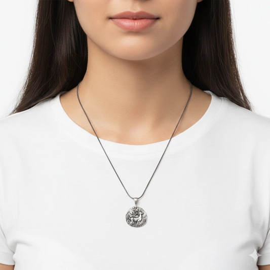 925 Sterling Silver Deer Pendant Necklace - Nature-Inspired Forest Design