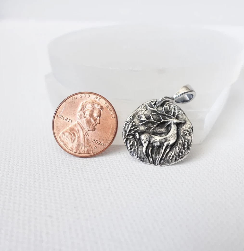 925 Sterling Silver Deer Pendant Necklace - Nature-Inspired Forest Design