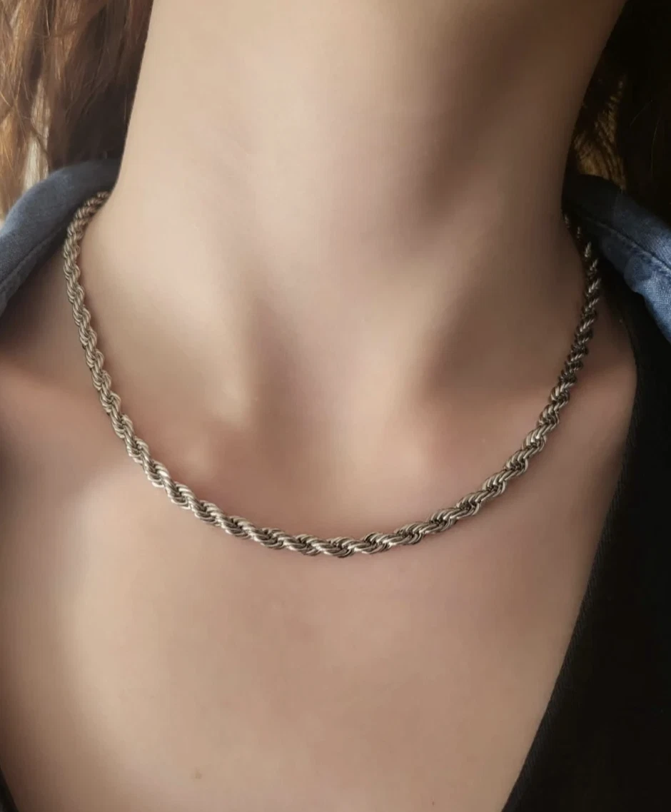 Twisted Rope Chain Necklace or Bracelet – Rhodium Plated 925 Sterling Silver – 1mm–6mm – 8"–30" – Made in Italy