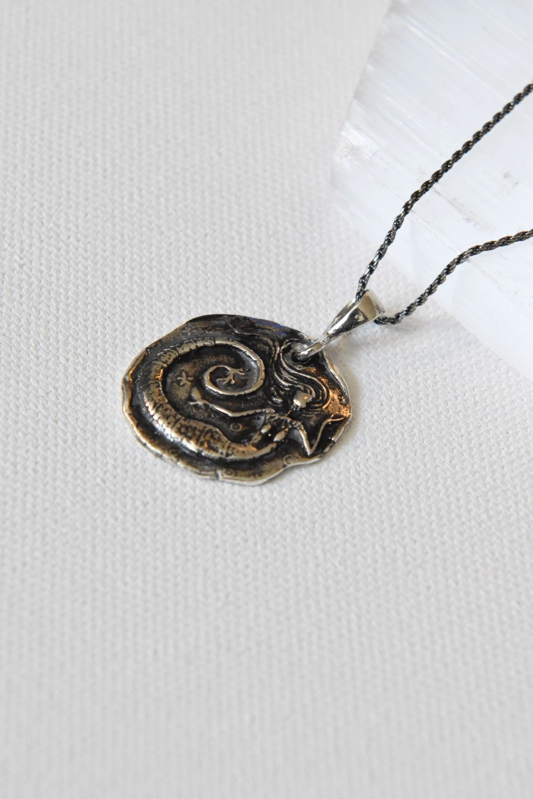 Mermaid 925 Sterling Silver Pendant Necklace - Ocean-Inspired Spiral Design