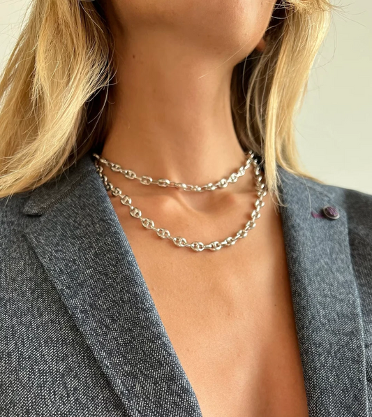 Puffed Gucci Mariner Chain Necklace or Bracelet – 925 Sterling Silver – 6mm to 11mm – Made in Italy