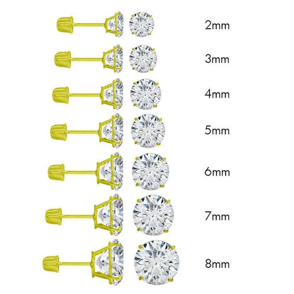 14 Karat Yellow Gold Screw Back Round Stud Earring