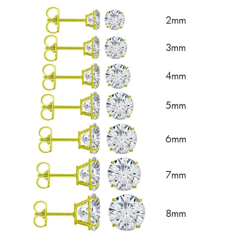 14 Karat Yellow Gold Push Backing Round Stud Earring
