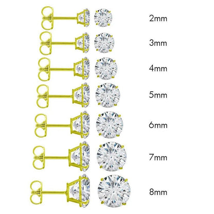14 Karat Yellow Gold Push Backing Round Stud Earring