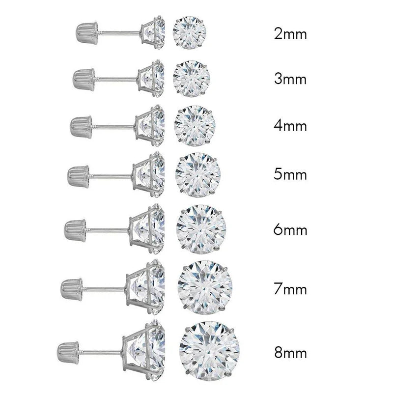 14 Karat White Gold Screw Backing Round Stud Earring