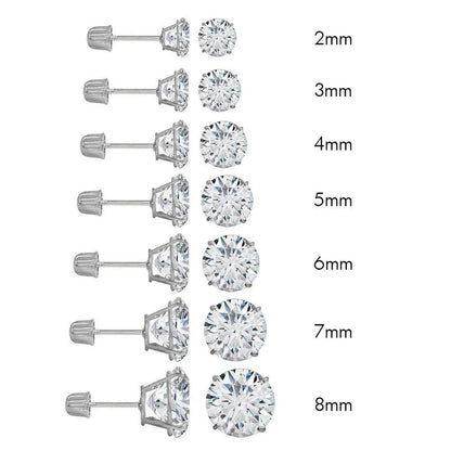 14 Karat White Gold Screw Backing Round Stud Earring