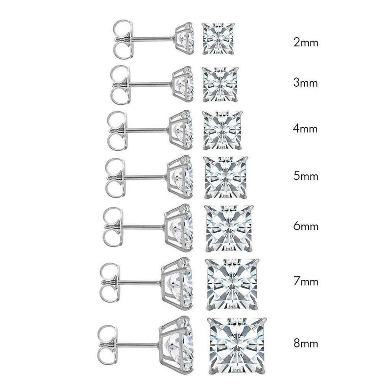 14 Karat White Gold Push Backing Square Stud Earring