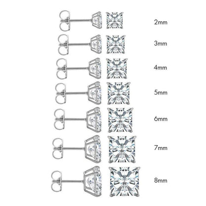 14 Karat White Gold Push Backing Square Stud Earring
