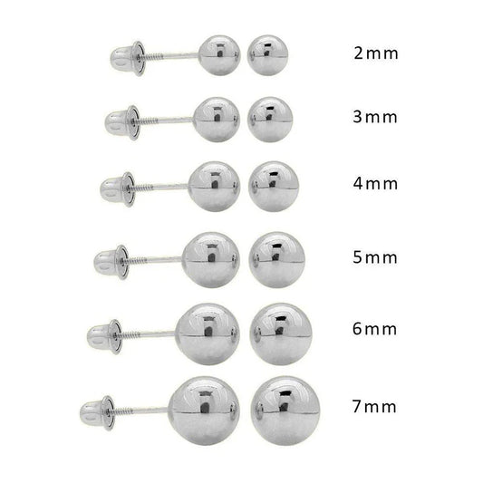 14 Karat White Gold Screw Backing Bead Stud Earring