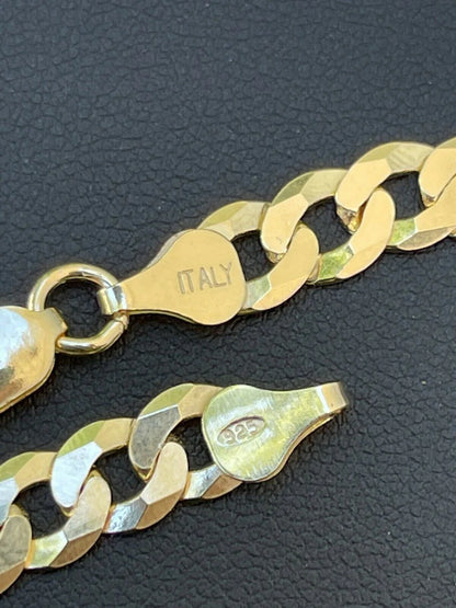 Flat Curb Cuban Chain Necklace - 14k Gold Vermeil 925 Sterling Silver - 16"-24" - 2mm-6mm Italy