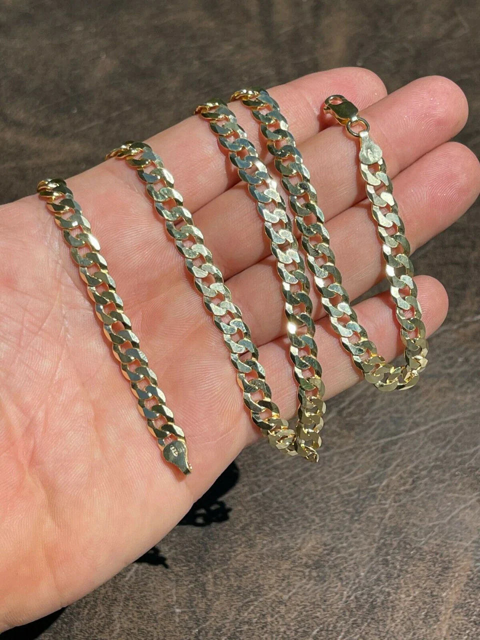 Flat Curb Cuban Chain Necklace - 14k Gold Vermeil 925 Sterling Silver - 16"-24" - 2mm-6mm Italy