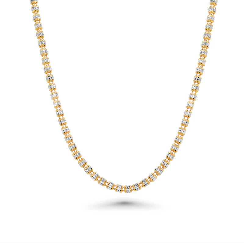Ice 3-Sided Diamond Cut Chain Necklace or Bracelet – Gold Plated 925 Sterling Silver – 4mm – 8"–24" – Made in Italy