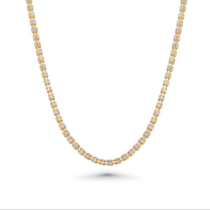 Ice 3-Sided Diamond Cut Chain Necklace or Bracelet – Gold Plated 925 Sterling Silver – 4mm – 8"–24" – Made in Italy