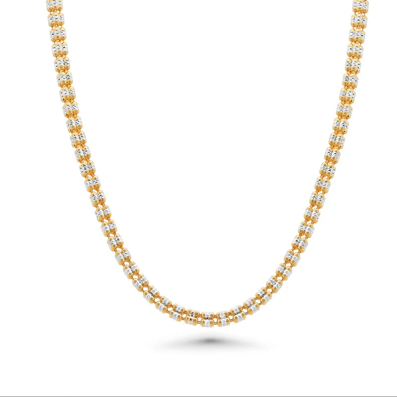 Gold Plated 925 Sterling Silver Ice 4 Sided Diamond Cut 4mm Chain or Bracelet