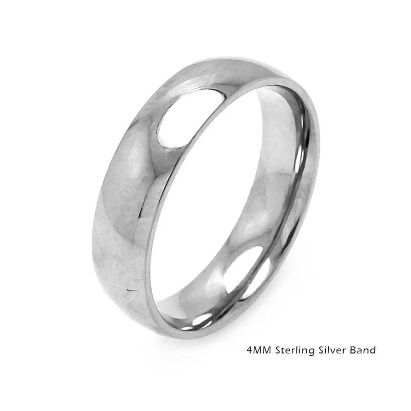 High Polished 925 Sterling Silver Plain Wedding Band Round Ring 4MM