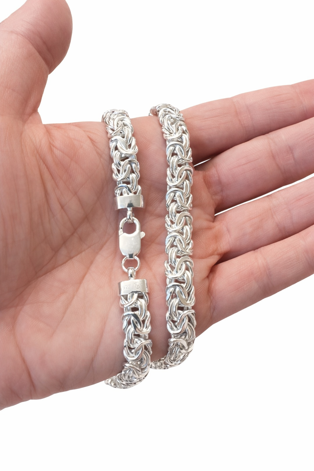 Real Solid 925 Sterling Silver Anti Tarnish Flat Byzantine Chain Men Necklace 8-11mm 8-30" Made in Italy