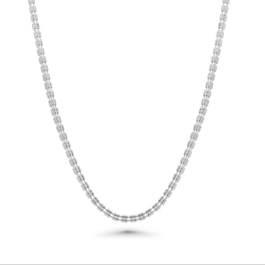 925 Sterling Silver Ice 3 Sided Diamond Cut 4mm Chain or Bracelet