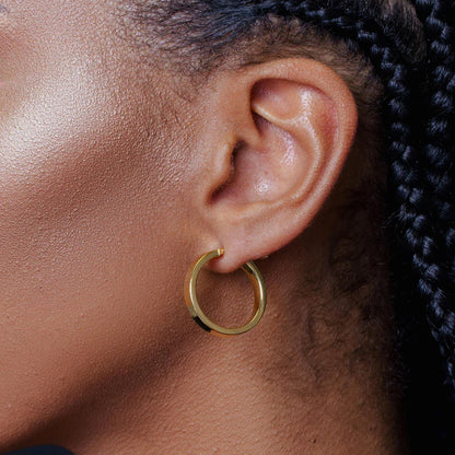 Gold Plated 925 Sterling Silver Electroforming Flat 4mm Hoop Earring