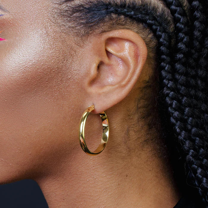 Gold Plated 925 Sterling Silver Electroforming Rounded 5mm Hoop Earring