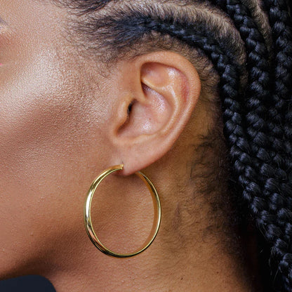 Gold Plated 925 Sterling Silver Electroforming Rounded 5mm Hoop Earring