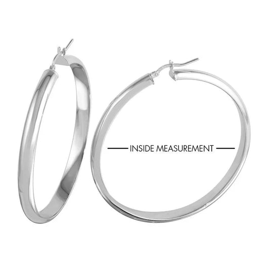 Rhodium Plated 925 Sterling Silver Electroforming Rounded 5mm Hoop Earrings