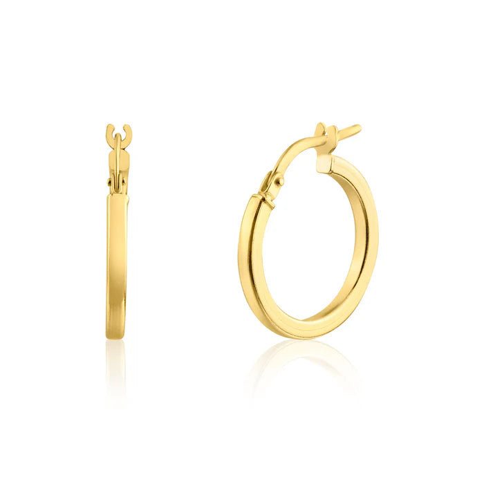Gold Plated 925 Sterling Silver Silver 2mm Hoop Earring
