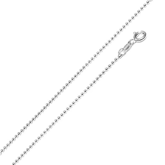 Rhodium Plated Bead Chain Necklace – 1.5mm – 16"–30" – Made in Italy