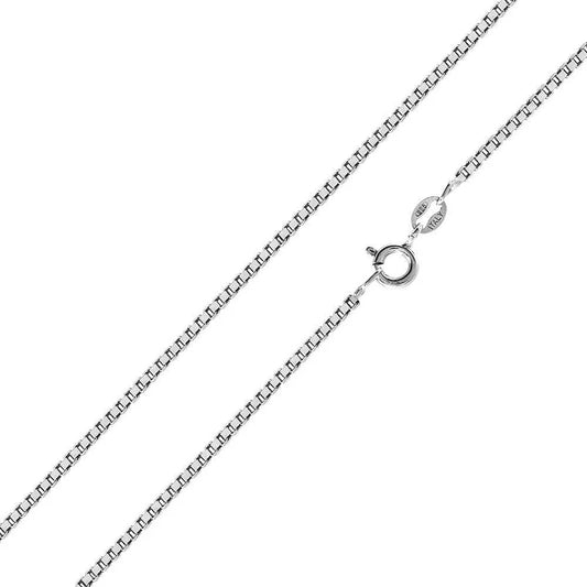 Rhodium Plated Box Chain Necklace – 925 Sterling Silver – 1mm – 16"–24" – Made in Italy