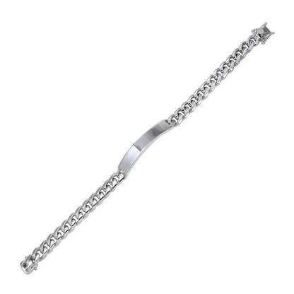 Rhodium Plated 925 Sterling Silver Miami Cuban ID Bracelet 7mm