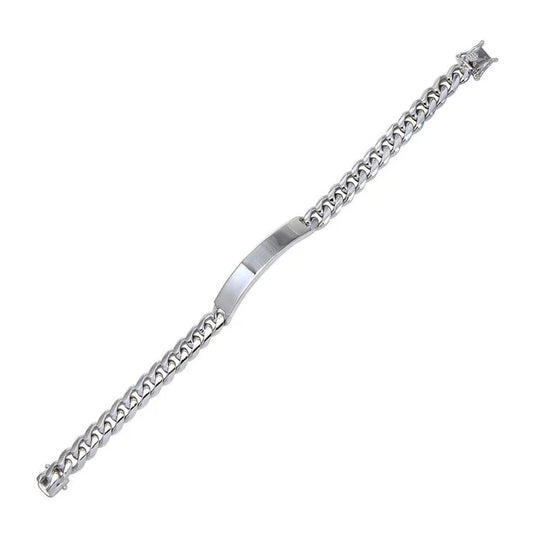 Rhodium Plated 925 Sterling Silver Miami Cuban ID Bracelet 7mm