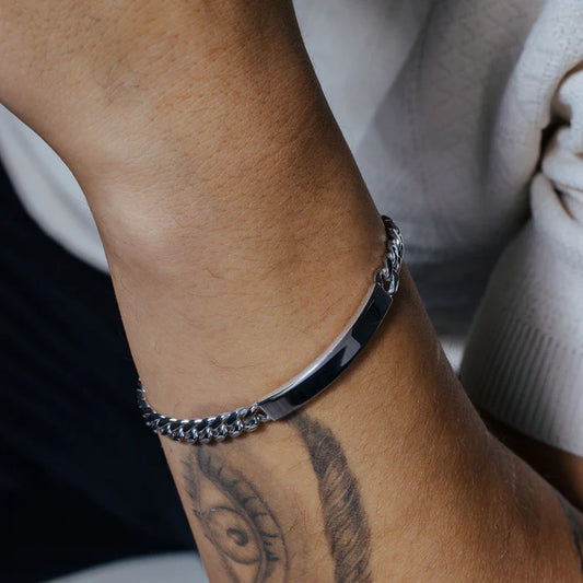 Rhodium Plated 925 Sterling Silver Miami Cuban ID Bracelet 7mm