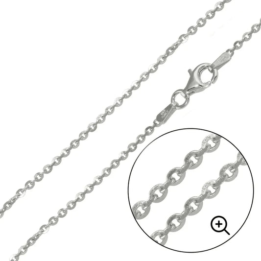 Rhodium Plated 925 Sterling Silver Brillantina DC  Chain 2mm