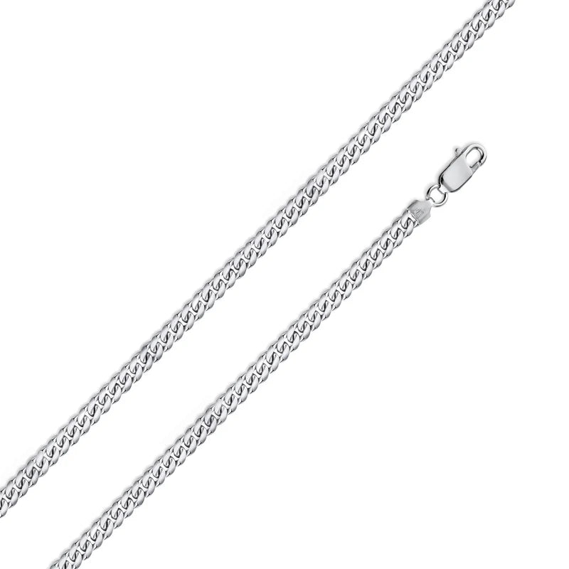 925 Sterling Silver Rhodium Plated Miami Cuban Link Chain – 2mm – Made in Italy